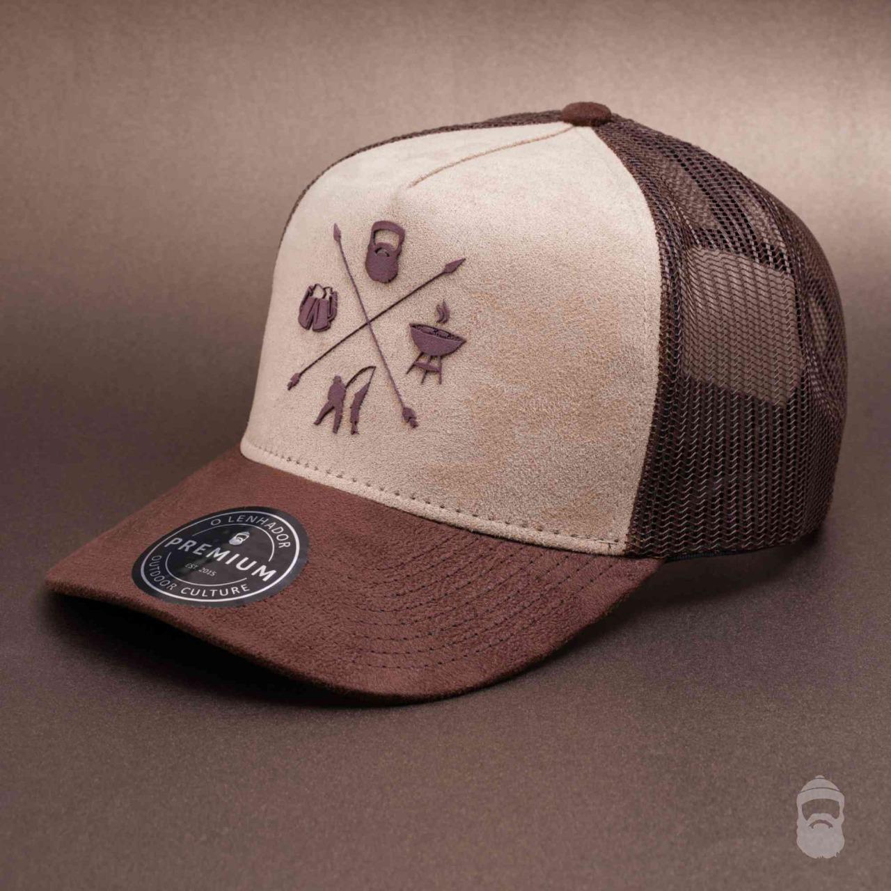 Boné Americano Canvas Brown & Camurça (4 Símbolos)